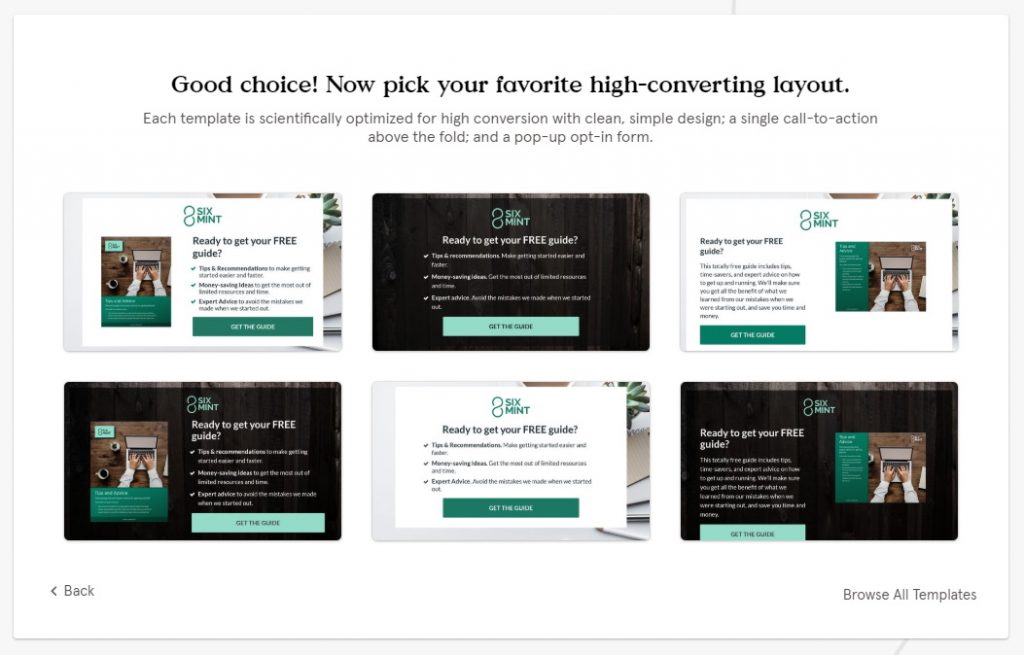 Leadpages - Choose Template