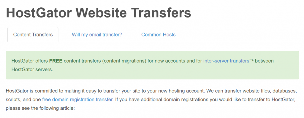 HostGator Site Transfers
